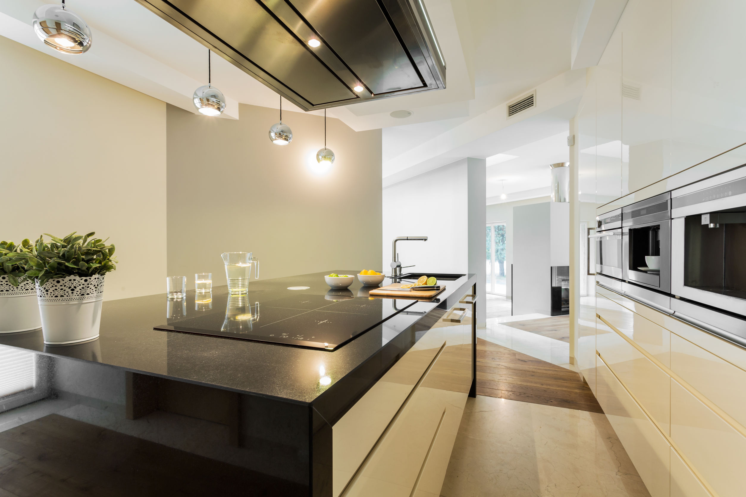 34396591 - horizontal view of countertops in designer kitchen