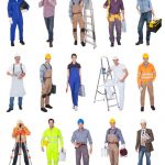18065469 - industrial construction workers. isolated on white background